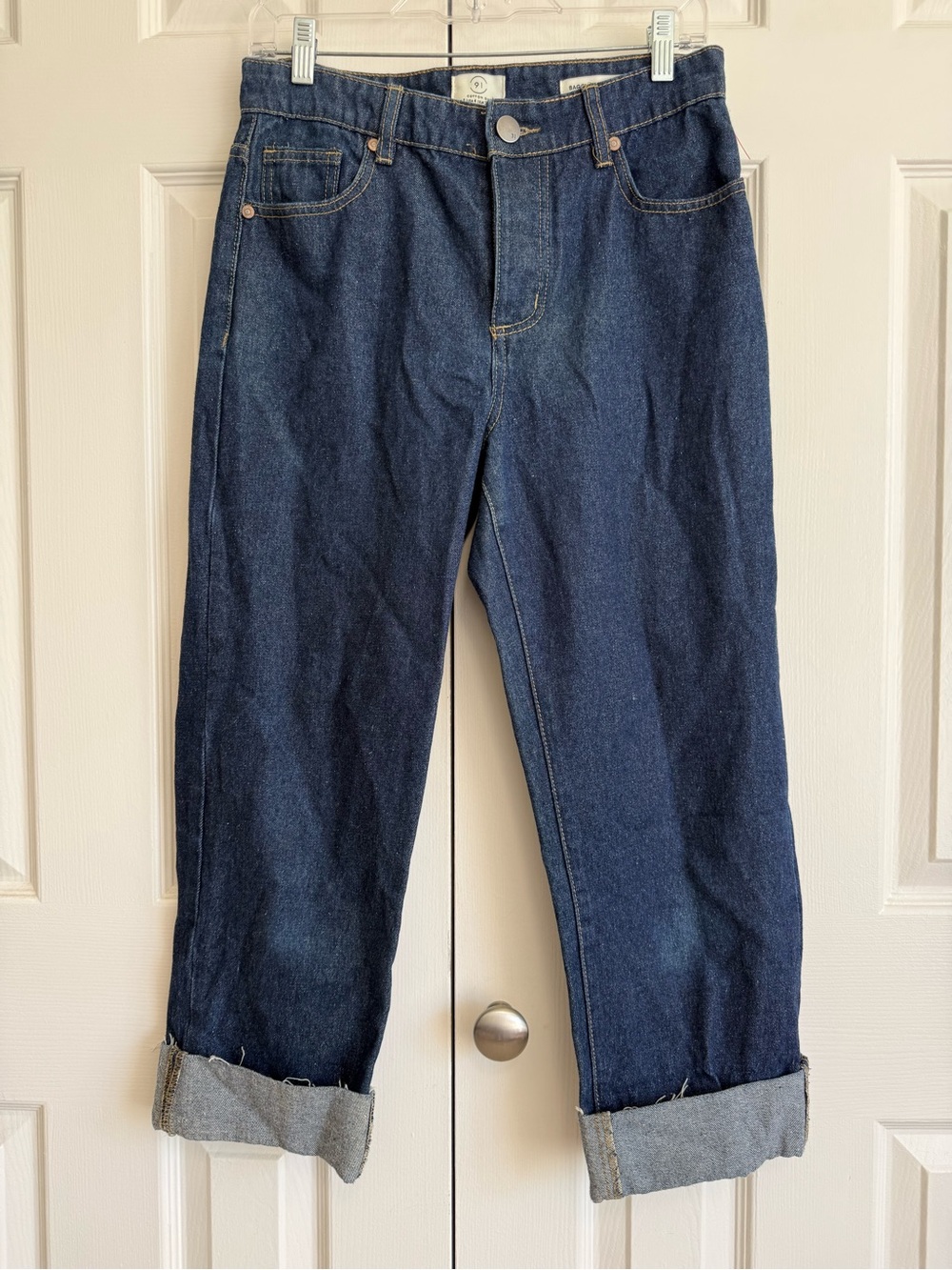 91 COTTON ON baggy boyfriend jeans women’s size 4, dark wash cuffed denim.